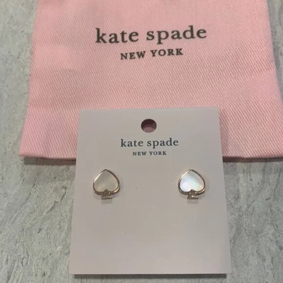 NWT KATE SPADE Signature Spade Mother of Pearl Inlay Gold Spade With KS Dust Bag - Picture 2 of 8